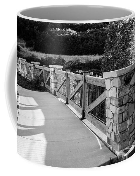 Sunset Coffee Mug featuring the photograph Bridge on Traverse Mountain - Black and White by K Bradley Washburn