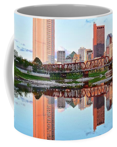 Columbus Coffee Mug featuring the photograph Bright Columbus Sky and Reflection by Frozen in Time Fine Art Photography