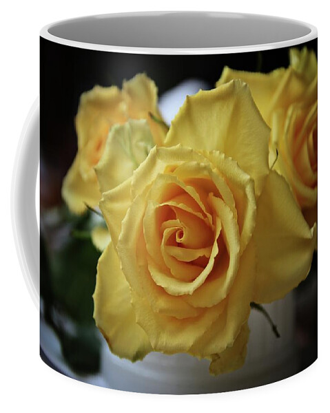 Floral Coffee Mug featuring the photograph Bright Yellow Roses by KATIE Vigil