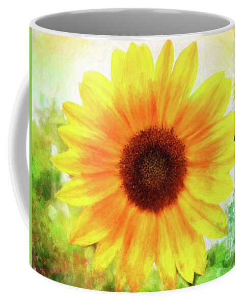 Sunflower Coffee Mug featuring the photograph Bright Yellow Sunflower - Painted Summer Sunshine by Anita Pollak