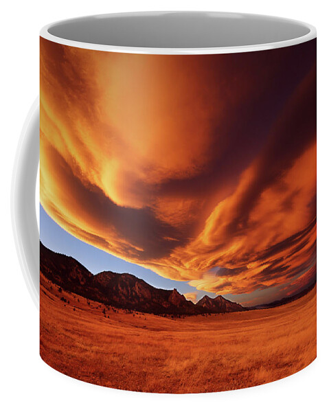 Brilliance Coffee Mug featuring the photograph Brilliance Over Boulder by Brian Gustafson