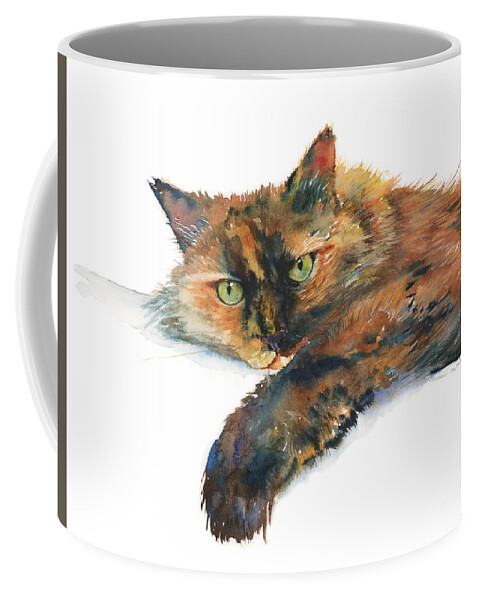 Cat Coffee Mug featuring the painting Brina by Amy Kirkpatrick