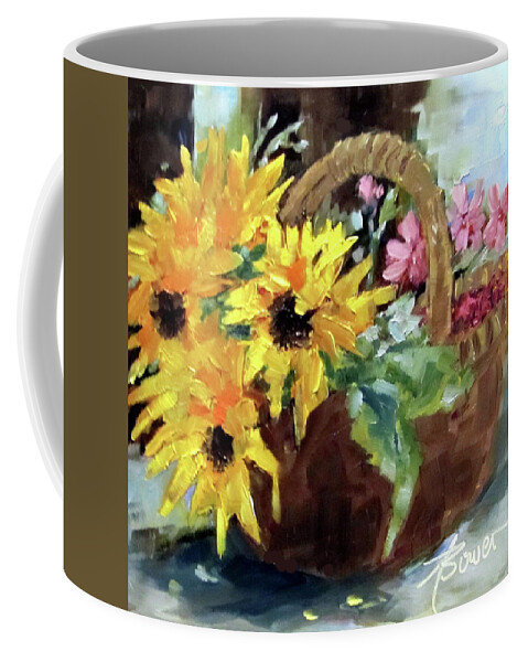 Sunflowers Coffee Mug featuring the painting Bringing In The Sunshine by Adele Bower