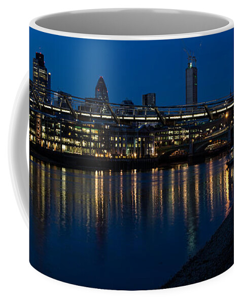 Georgia Mizuleva Coffee Mug featuring the photograph British Symbols and Landmarks - Millennium Bridge and Thames River at Low Tide by Georgia Mizuleva