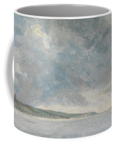 John Constable Coffee Mug featuring the painting British Title Coastal Scene with Cliffs by John Constable