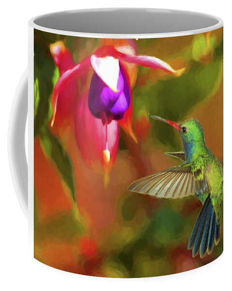 Broad-billed Coffee Mug featuring the photograph Broad-billed Hummingbird and Fuscia by Gregory Scott