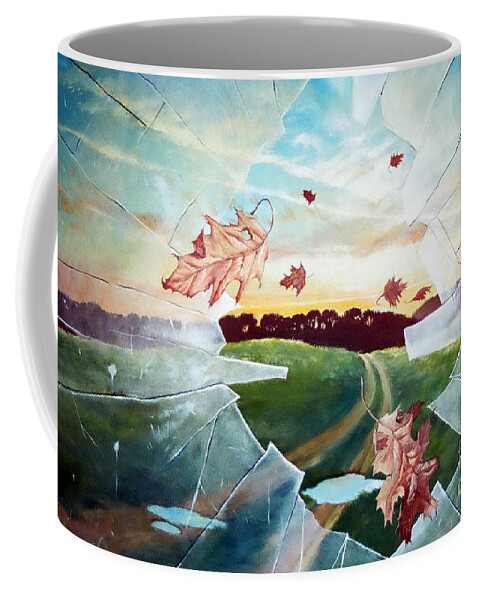 Window Coffee Mug featuring the painting Broken Pane by Christopher Shellhammer
