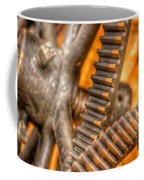 Abstract Coffee Mug featuring the photograph Bromo Seltzer Tower's 1911 Seth Thomas Clock Mechanism Abstract #6 by Marianna Mills