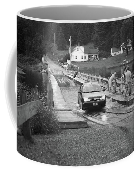 America Coffee Mug featuring the photograph Brookfield, Vt - Floating Bridge 3 BW by Frank Romeo