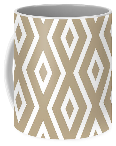 Beige Coffee Mug featuring the mixed media Beige Diamond Pattern by Christina Rollo