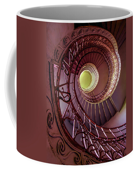Architecture Coffee Mug featuring the photograph Brown spiral art deco staircase by Jaroslaw Blaminsky