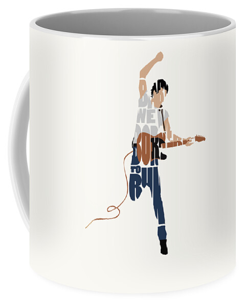 Bruce Springsteen Coffee Mug featuring the digital art Bruce Springsteen Typography Art by Inspirowl Design