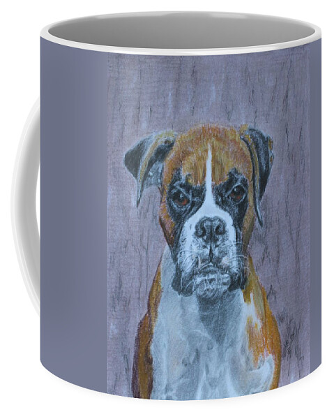Boxer Coffee Mug featuring the drawing Bruce by Vera Smith