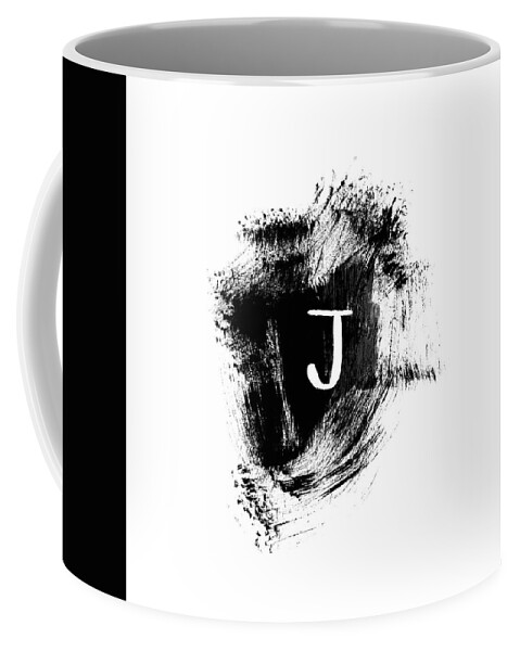 J Coffee Mug featuring the painting Brushstroke J -Monogram Art by Linda Woods by Linda Woods