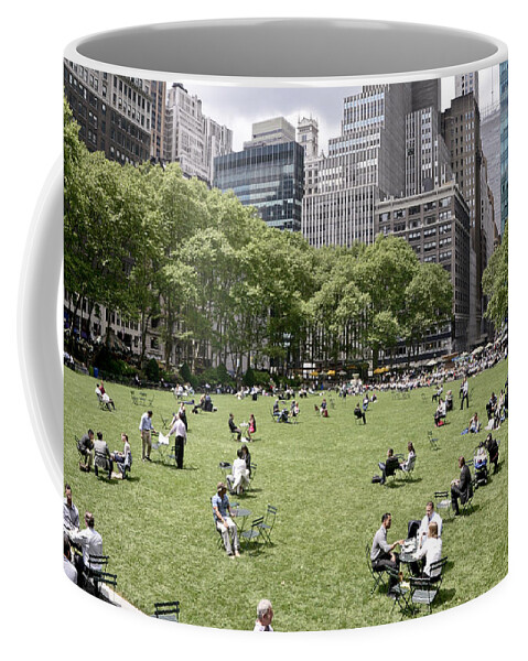 New York City; New York; Nyc; Manhattan; Bryant Park Coffee Mug featuring the photograph Bryant Park in New York City by David Oppenheimer