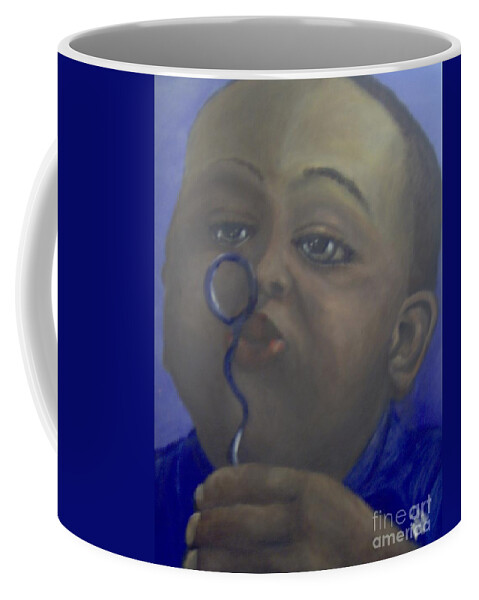 African-american Coffee Mug featuring the painting Bubbles 2 by Saundra Johnson