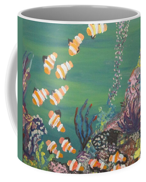 Reef Coffee Mug featuring the painting Bubbling underwater by Jennylynd James