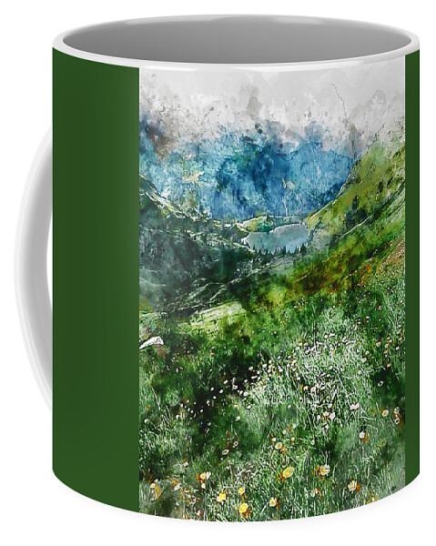 Impressive Natural Landscape Coffee Mug featuring the painting Bucolic Paradise - 02 by AM FineArtPrints