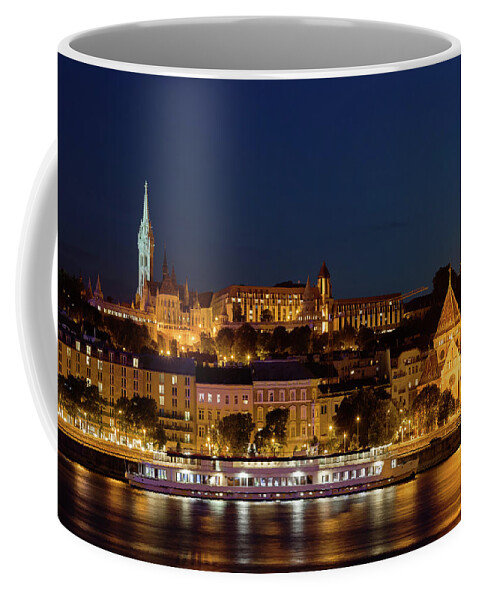 Budapest Coffee Mug featuring the photograph Budapest By Night Buda Side Skyline by Artur Bogacki