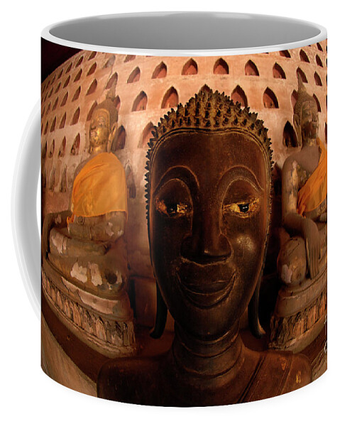 Black Coffee Mug featuring the photograph Buddha Laos 1 by Bob Christopher