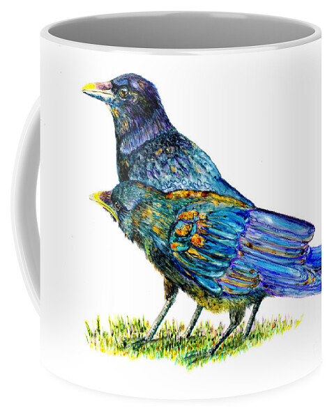 Crows Coffee Mug featuring the painting Buddies by Jan Killian