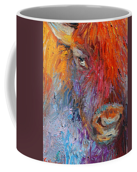 Buffalo Art Coffee Mug featuring the painting Buffalo Bison wild life oil painting print by Svetlana Novikova