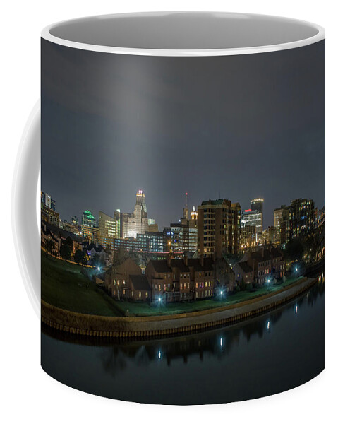 Buffalo Coffee Mug featuring the photograph Buffalo skyline at night by Jay Smith