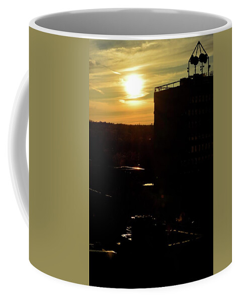 Abstract Coffee Mug featuring the photograph Buildings At Sunset by Lyle Crump
