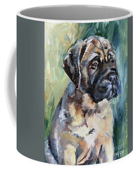 Bull Mastiff Coffee Mug featuring the painting Bull Mastiff by Maria Reichert