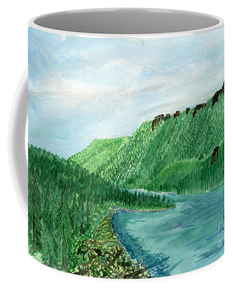 Montana Coffee Mug featuring the painting Bull River Bay by Victor Vosen