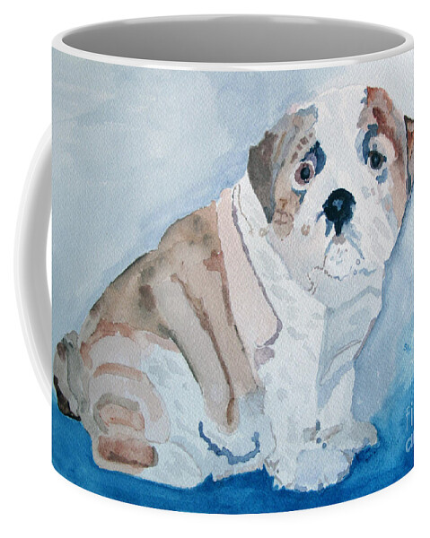 Puppy Coffee Mug featuring the painting Bulldog Puppy by Sandy McIntire