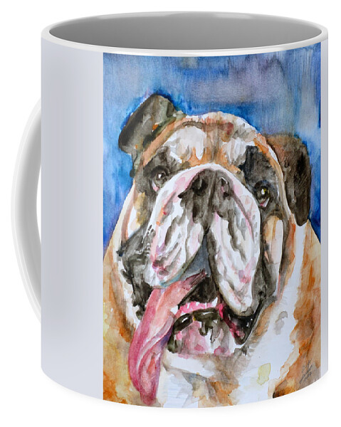Bulldog Coffee Mug featuring the painting BULLDOG - watercolor portrait.3 by Fabrizio Cassetta