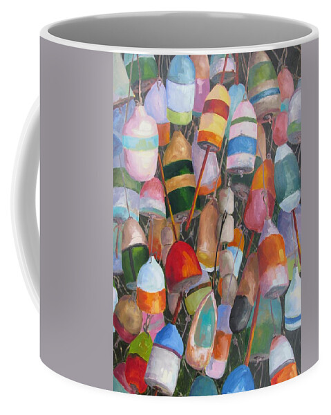 Lobster Trap Buoys Coffee Mug featuring the painting Buoys 5 by Susan Richardson