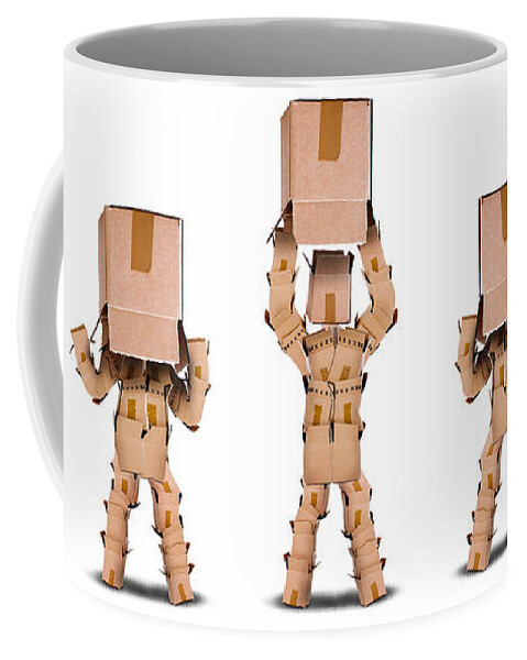 Thinking Coffee Mug featuring the photograph Business vision concept with boxmen characters by Simon Bratt