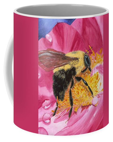 Bee Coffee Mug featuring the painting Busy Bee by Deb Brown Maher