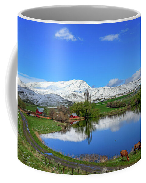Ranch Coffee Mug featuring the photograph Butte Farm After Spring Snow by Robert Bales