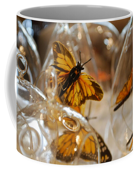 Butterfly Coffee Mug featuring the photograph Butterflies and Glass II by Emily Page