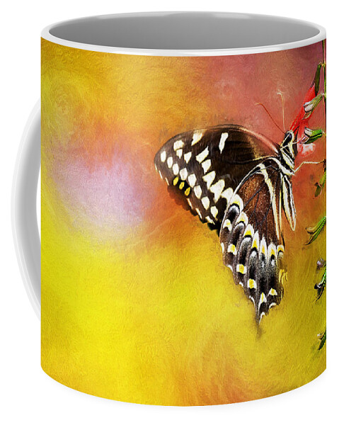 Flower Coffee Mug featuring the painting Butterflies are self propelled flowers by Ches Black