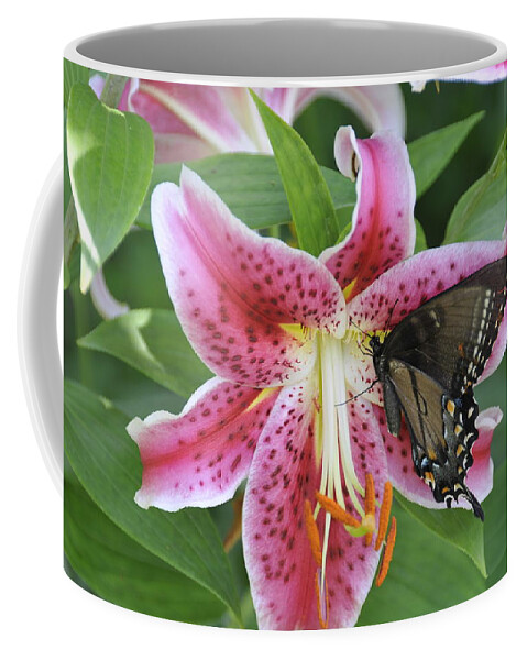 Butterfly Coffee Mug featuring the photograph Butterfly and Lilly by David Arment