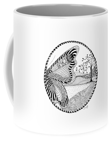 Drawing Coffee Mug featuring the drawing Butterfly Fantasy by Ana V Ramirez