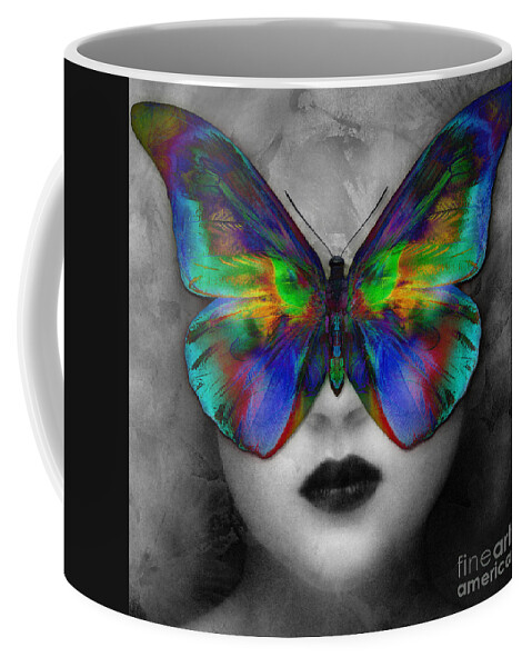 Butterfly Coffee Mug featuring the digital art Butterfly Girl by Klara Acel