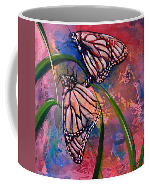 Butterflies Coffee Mug featuring the painting Butterfly Love by AnnaJo Vahle