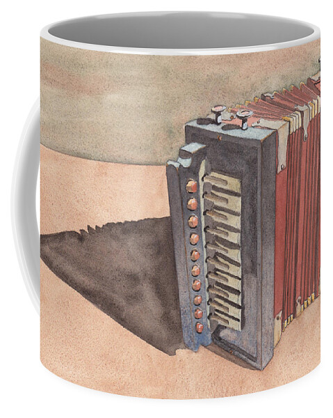Button Coffee Mug featuring the painting Button Accordion by Ken Powers