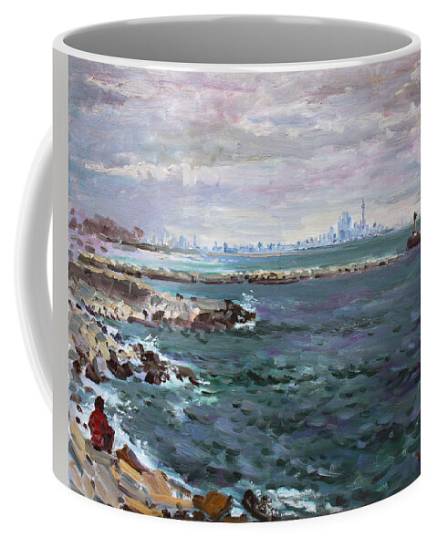 Mississauga Coffee Mug featuring the painting By Lakeshore Mississauga by Ylli Haruni