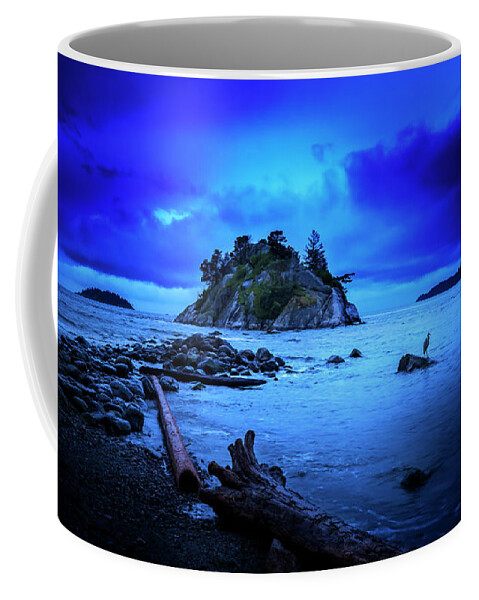 Ocean; Pacific; Pacific Ocean; Vancouver; Sunset; Sun; Cruise; Ship; Boat; Water; Sky; Dusk; Red; Orange; Glow; Cloud; Romantic; Destiny; British Columbia; John Poon; Lighthouse Park; Lighthouse; Barns; Rain Forest; Lush; Virgin; Dawn; Twilight; Whytecliff; Morning; Midnight; Night Coffee Mug featuring the photograph By The Light Of The Moon by John Poon