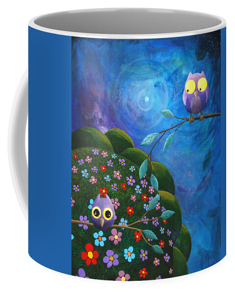 Night Coffee Mug featuring the painting By The Light of the Silvery Moon by Mindy Huntress