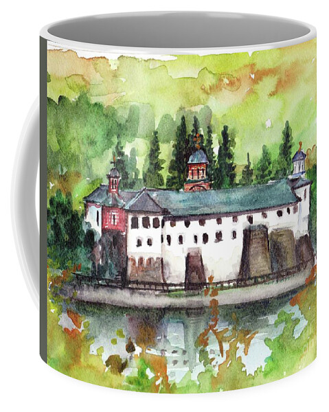 Landscape Coffee Mug featuring the painting By the River by Oana Godeanu
