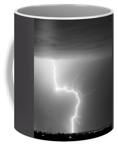 City Coffee Mug featuring the photograph C2G Lightning Strike in Black and White by James BO Insogna