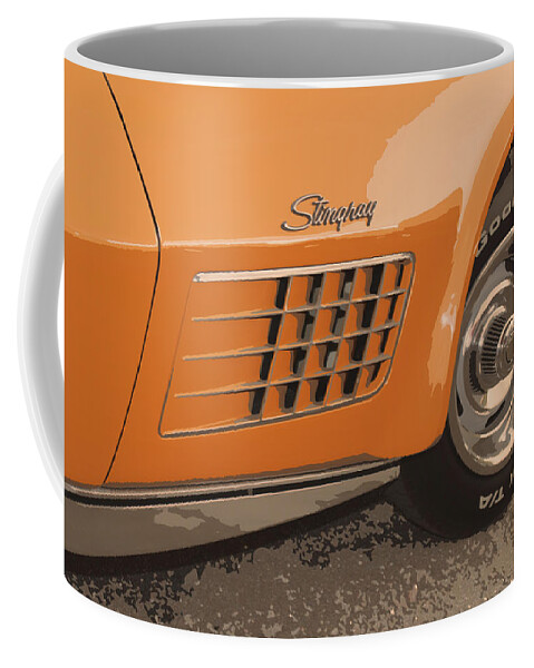 Corvette Coffee Mug featuring the drawing C3 Stingray by Darrell Foster