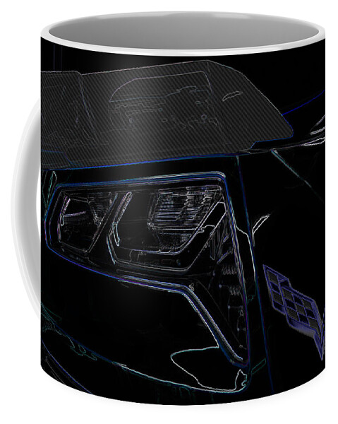 Corvette Coffee Mug featuring the digital art C7 Corvette rear by Darrell Foster